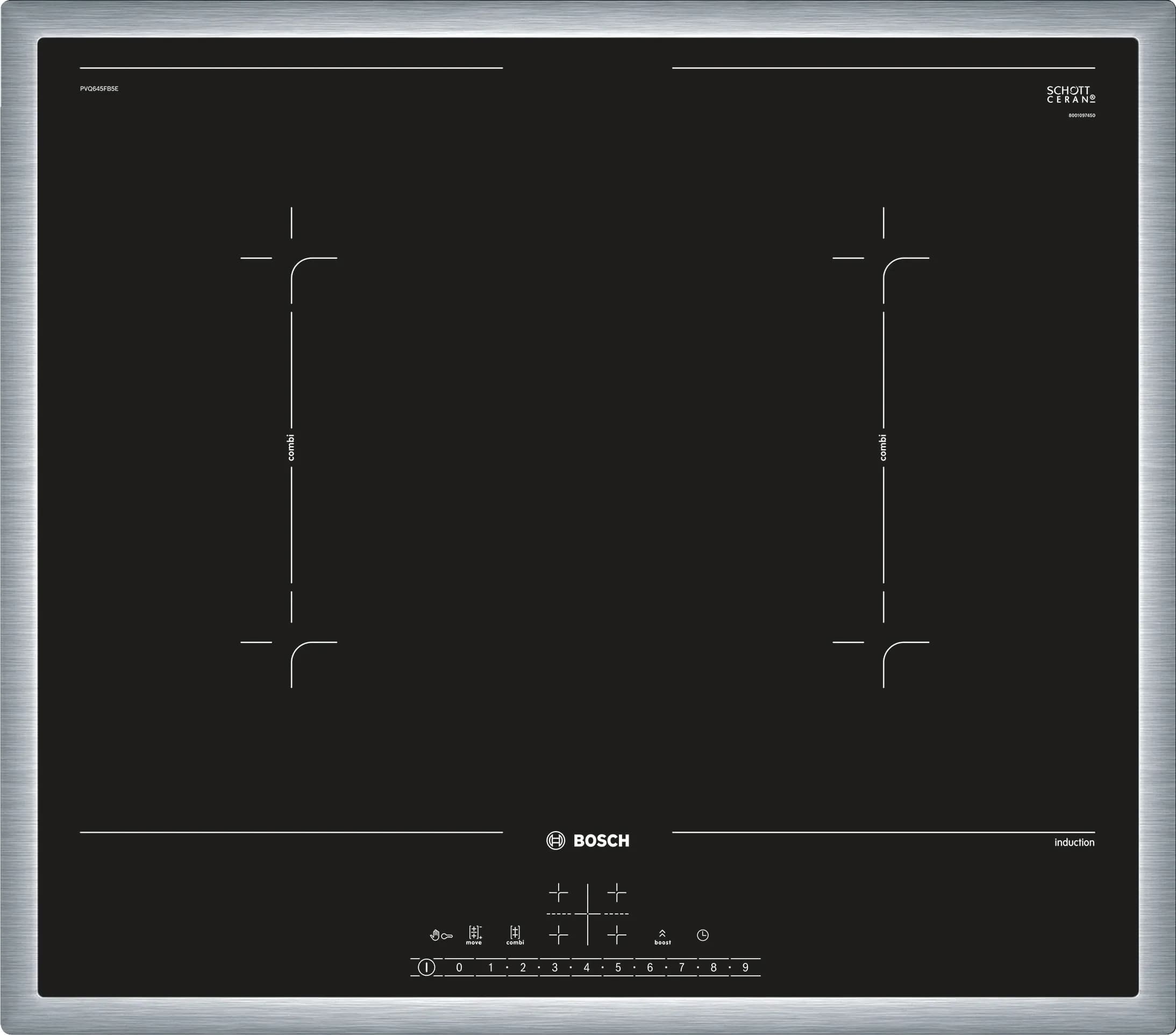 PVQ645FB5E 60 cm Induktions-Kochfeld Glaskeramik