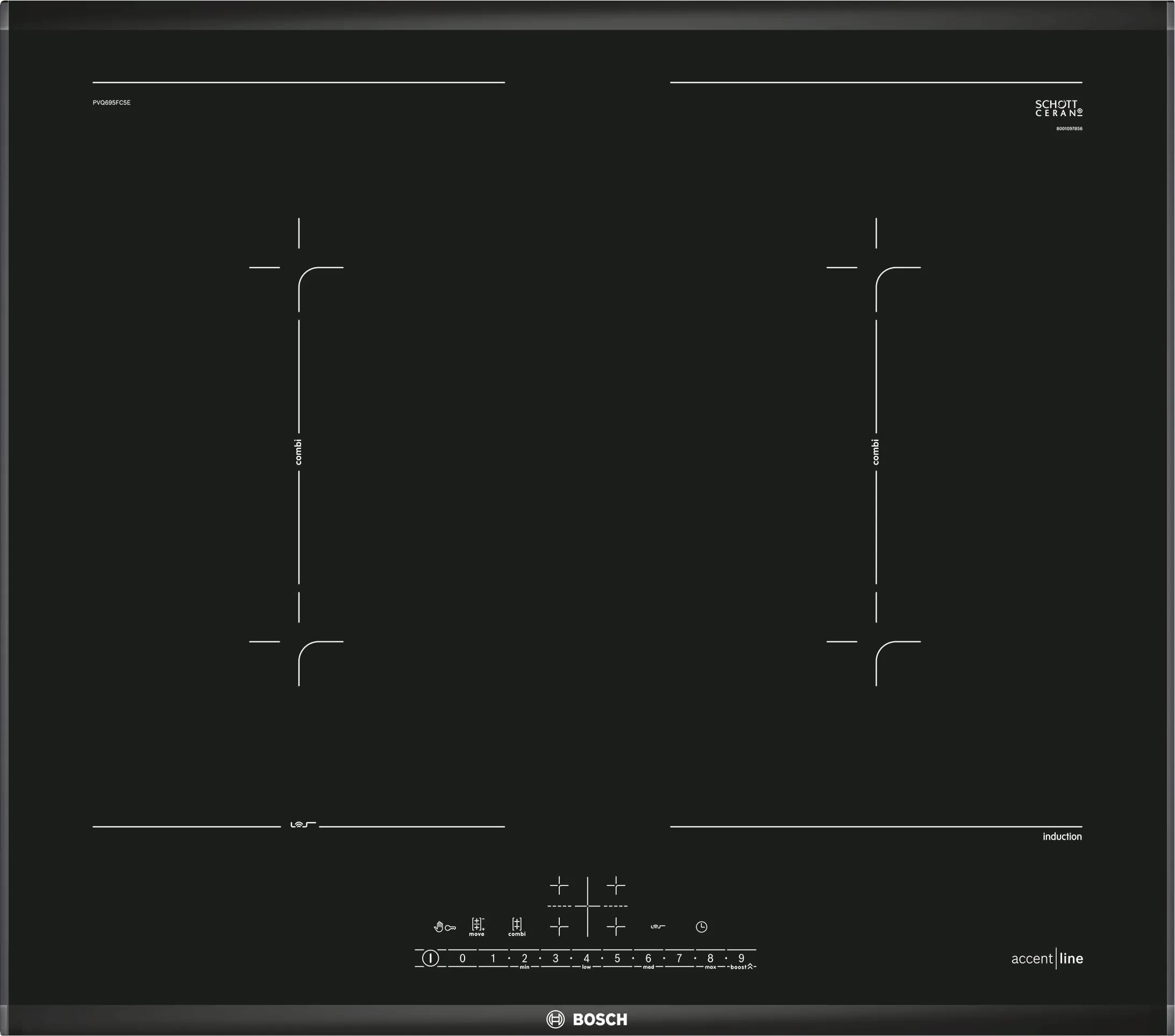 PVQ695FC5E 60 cm Induktions-Kochfeld Glaskeramik