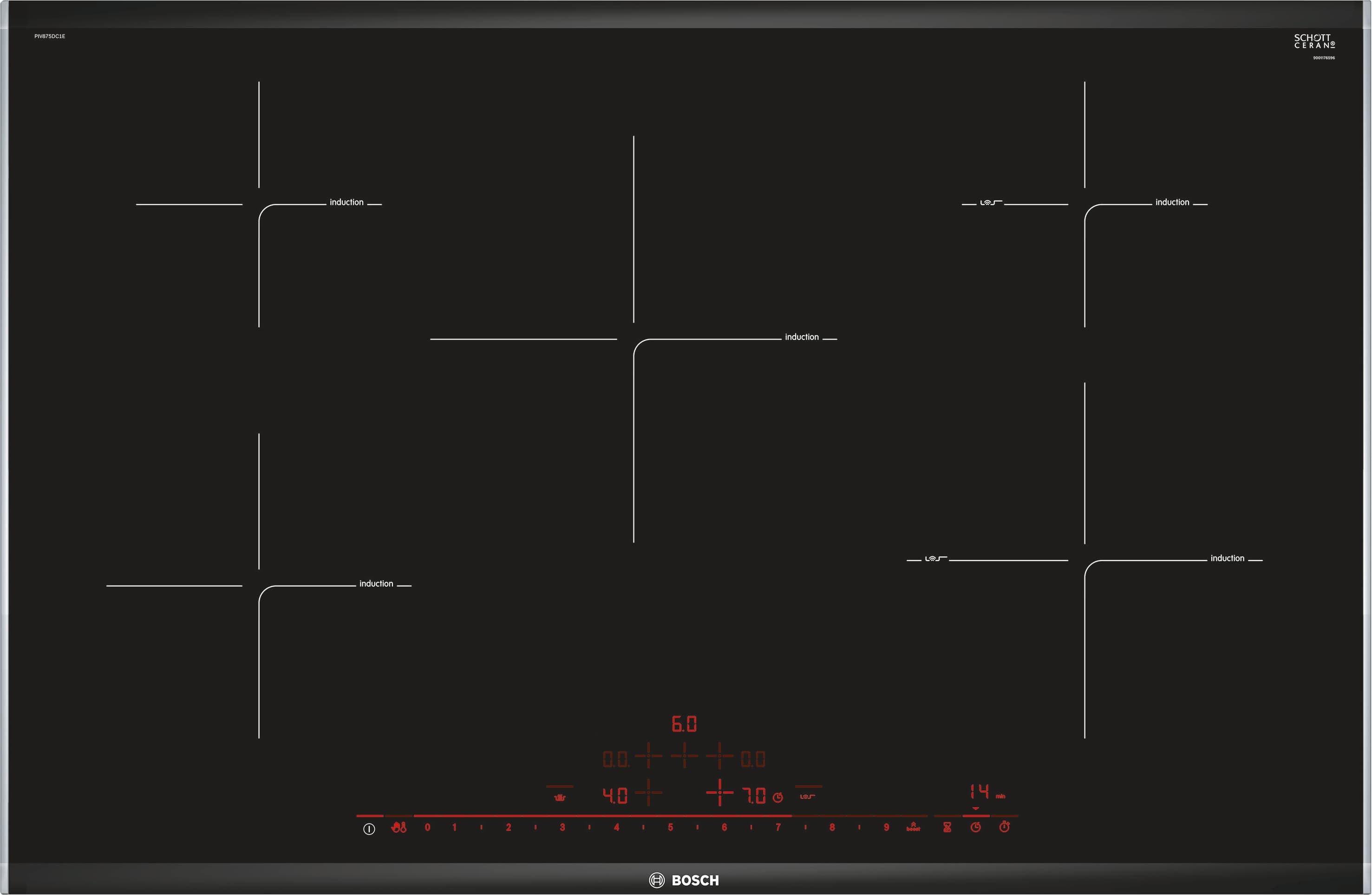 PIV875DC1E , ComfortProfil 80 cm Induktions-Kochfeld Glaskeramik