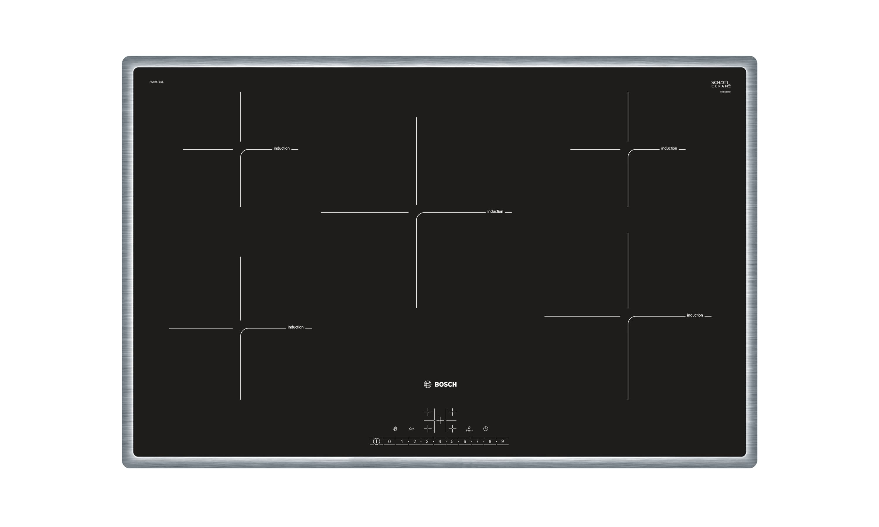 PIV845FB1E Edelstahl, umlaufender Rahmen 80 cm Induktions-Kochfeld Glaskeramik