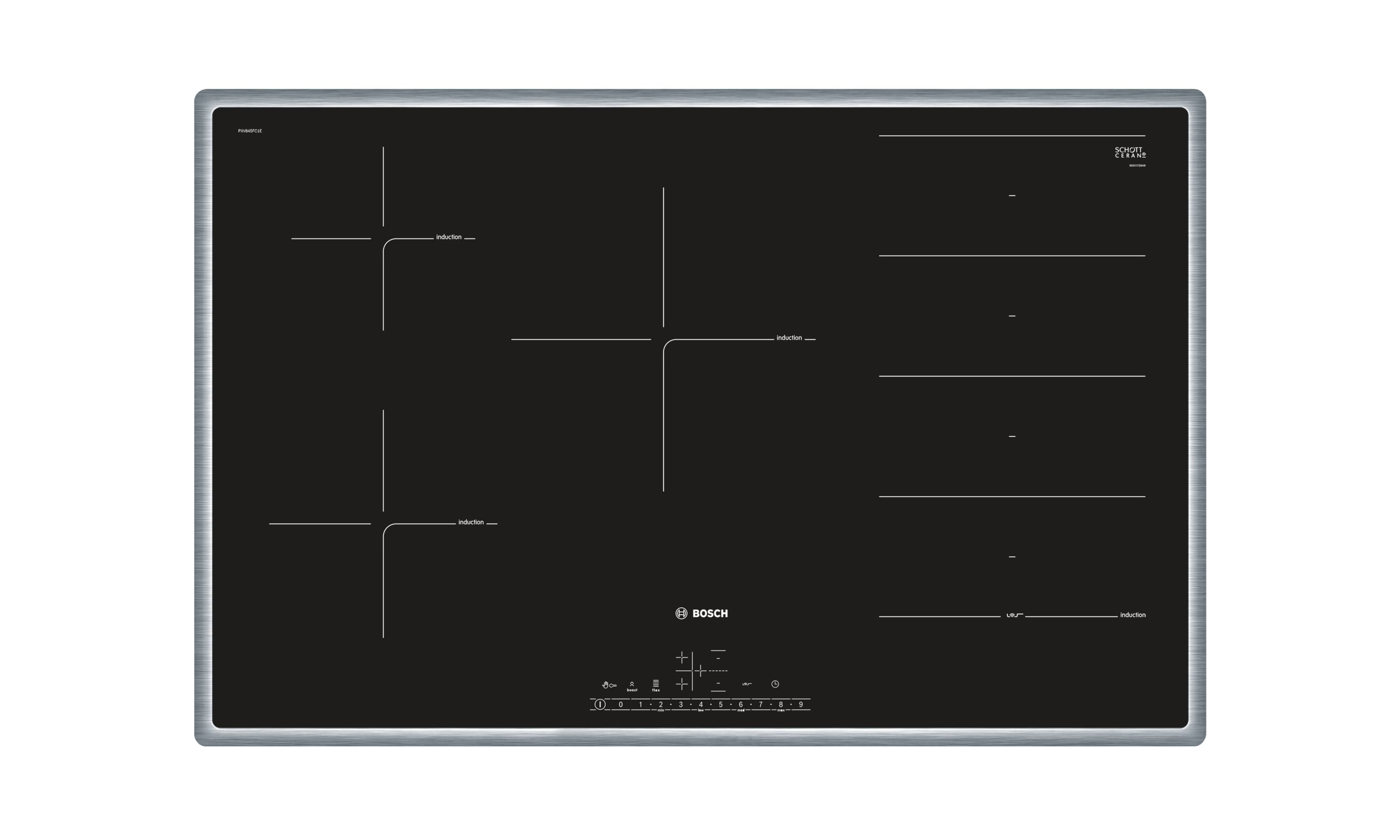 PXV845FC1E Edelstahl, umlaufender Rahmen 80 cm Kochfeld Glaskeramik