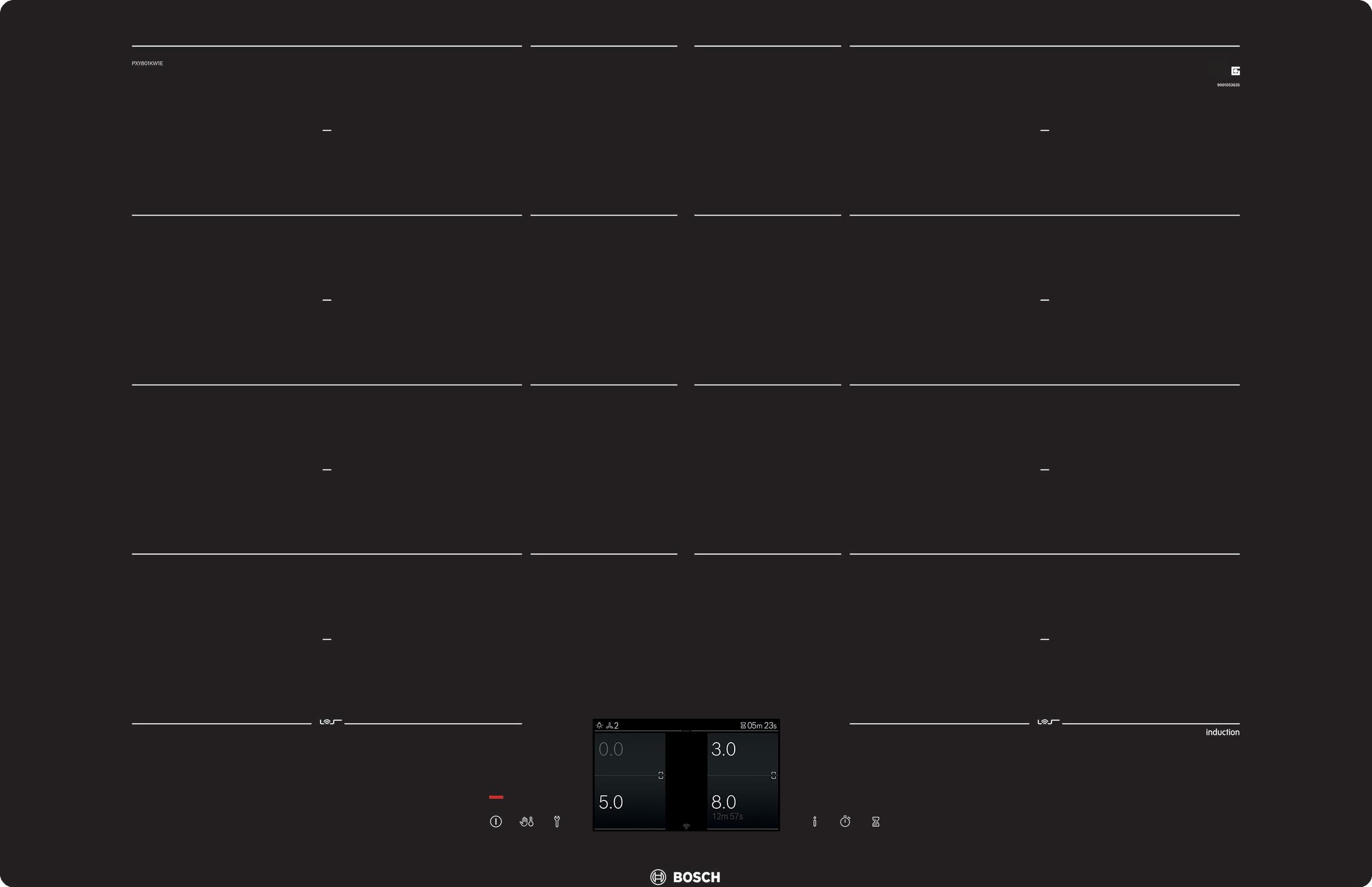 PXY801KW1E 80 cm Induktions-Kochfeld Glaskeramik