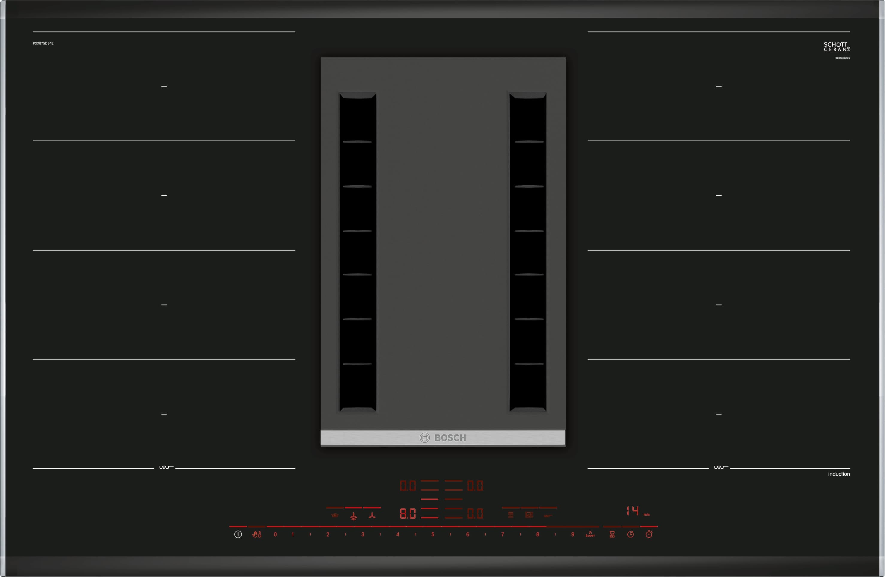 PXX875D34E Induktions-Kochfeld mit integriertem Dunstabzug 80 cm Induktions-Kochfeld Glaskeramik