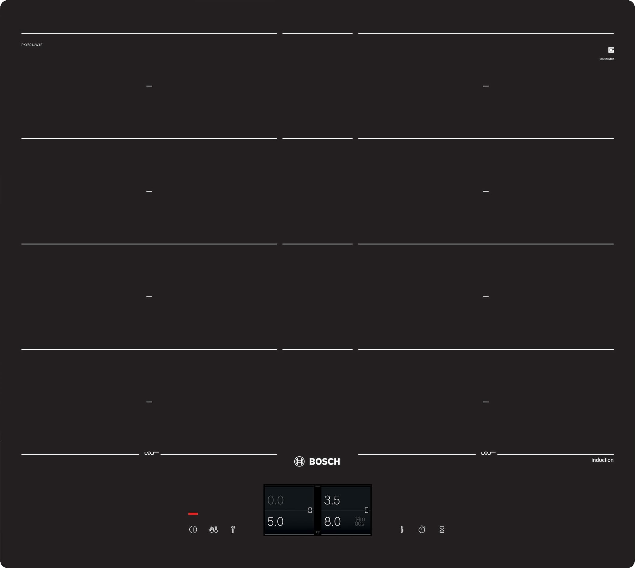 PXY601JW1E 60 cm Induktions-Kochfeld Glaskeramik