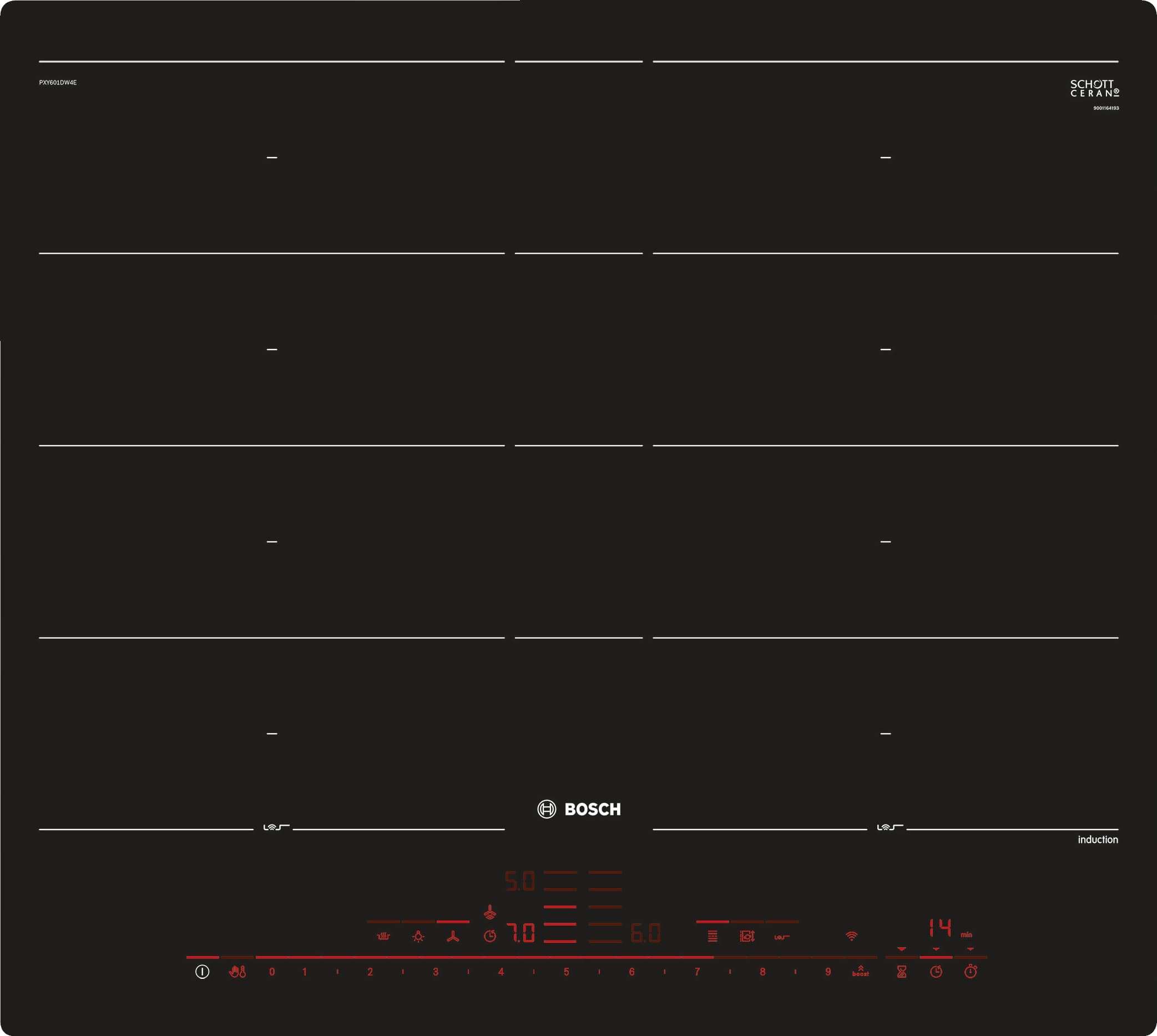 PXY601DW4E 60 cm Kochfeld Glaskeramik