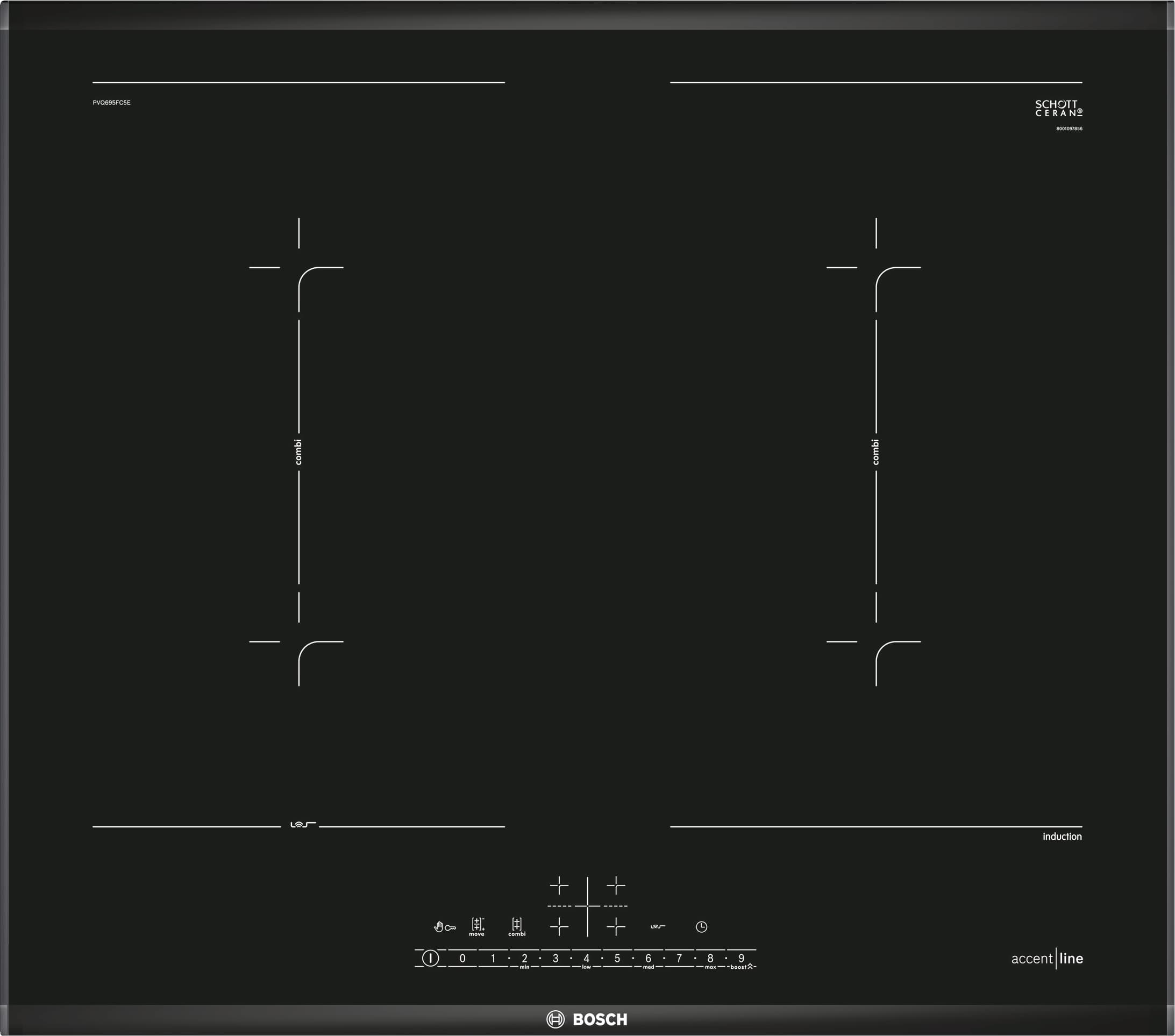 PVQ695FC5E 60 cm Induktions-Kochfeld Glaskeramik