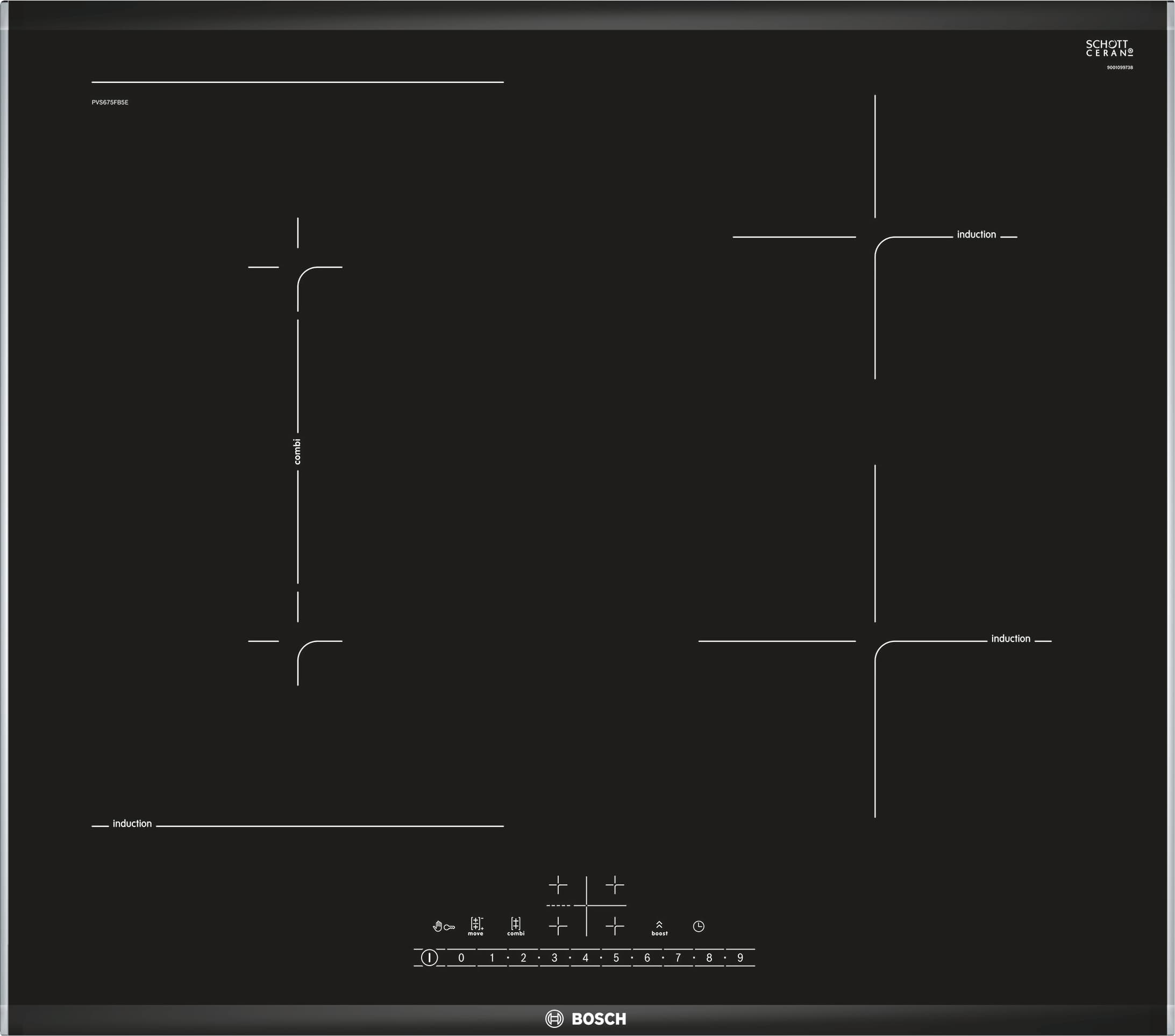 PVS675FB5E , ComfortProfil 60 cm Induktions-Kochfeld Glaskeramik