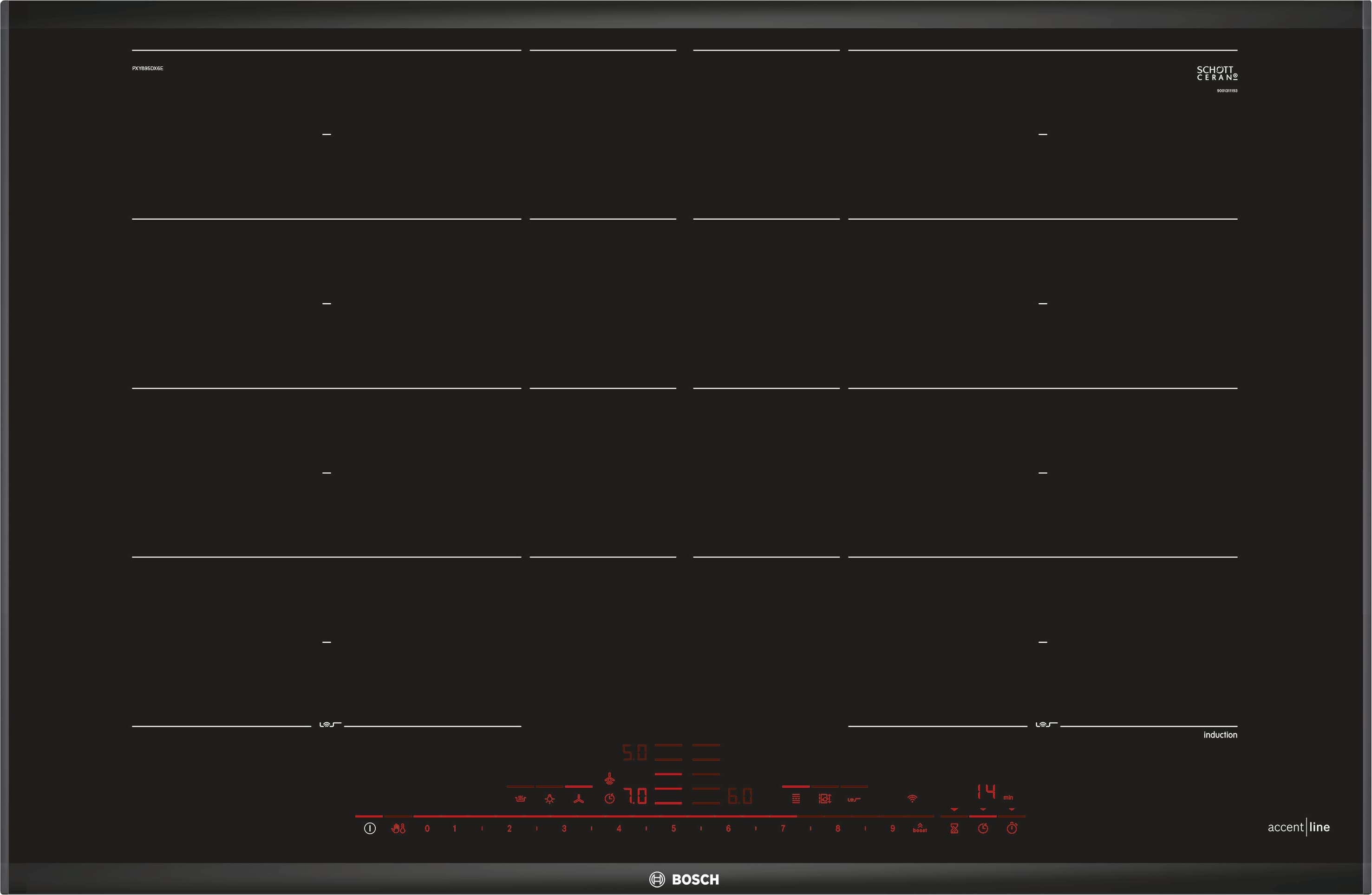 PXY895DX6E 80 cm Induktions-Kochfeld Glaskeramik