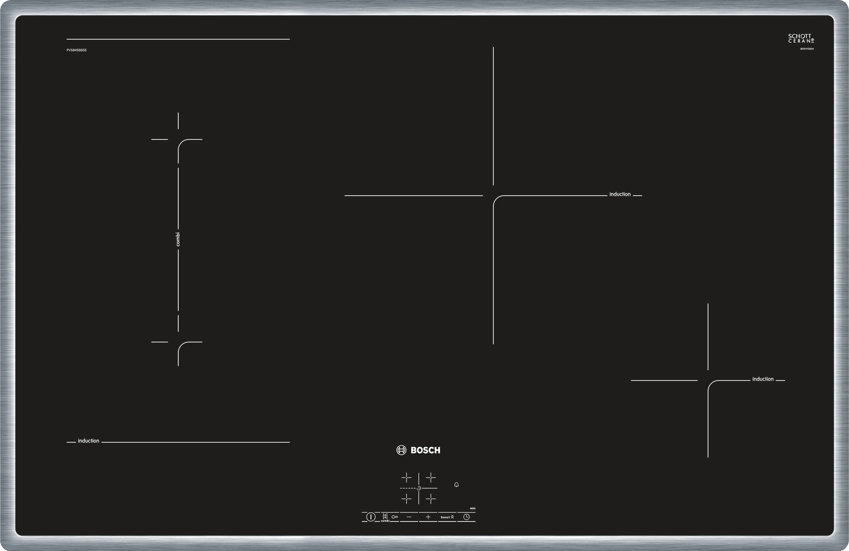 PVS845BB5E 80 cm Induktions-Kochfeld Glaskeramik