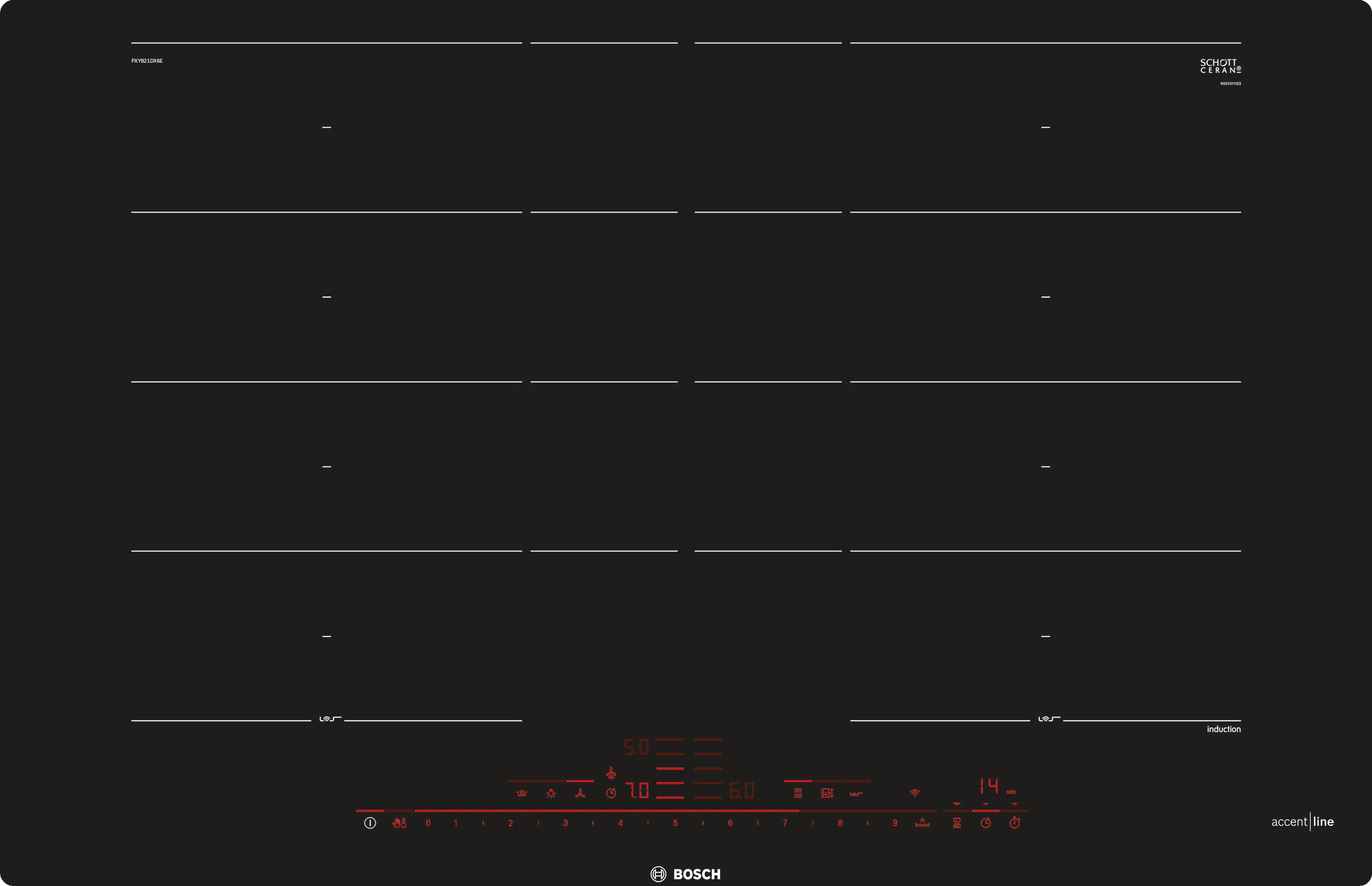 PXY821DX6E 80 cm Induktions-Kochfeld Glaskeramik