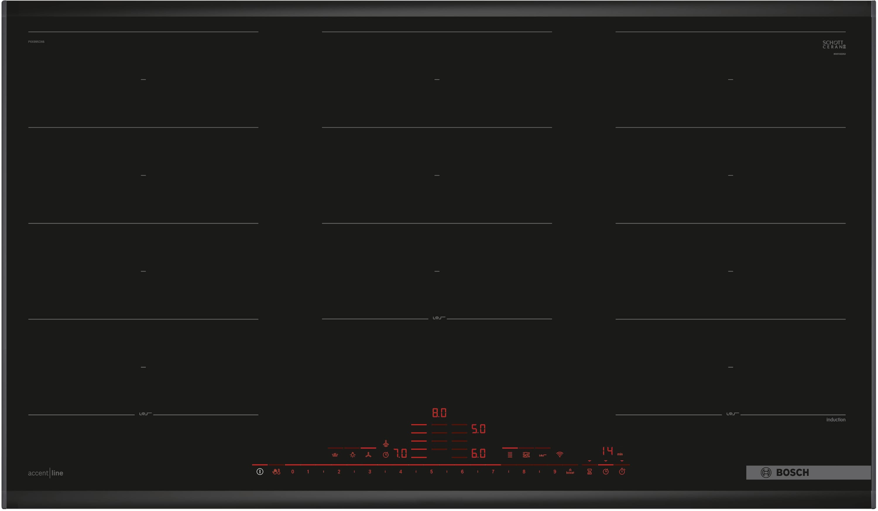 PXX995DX6E 90 cm Induktions-Kochfeld Glaskeramik