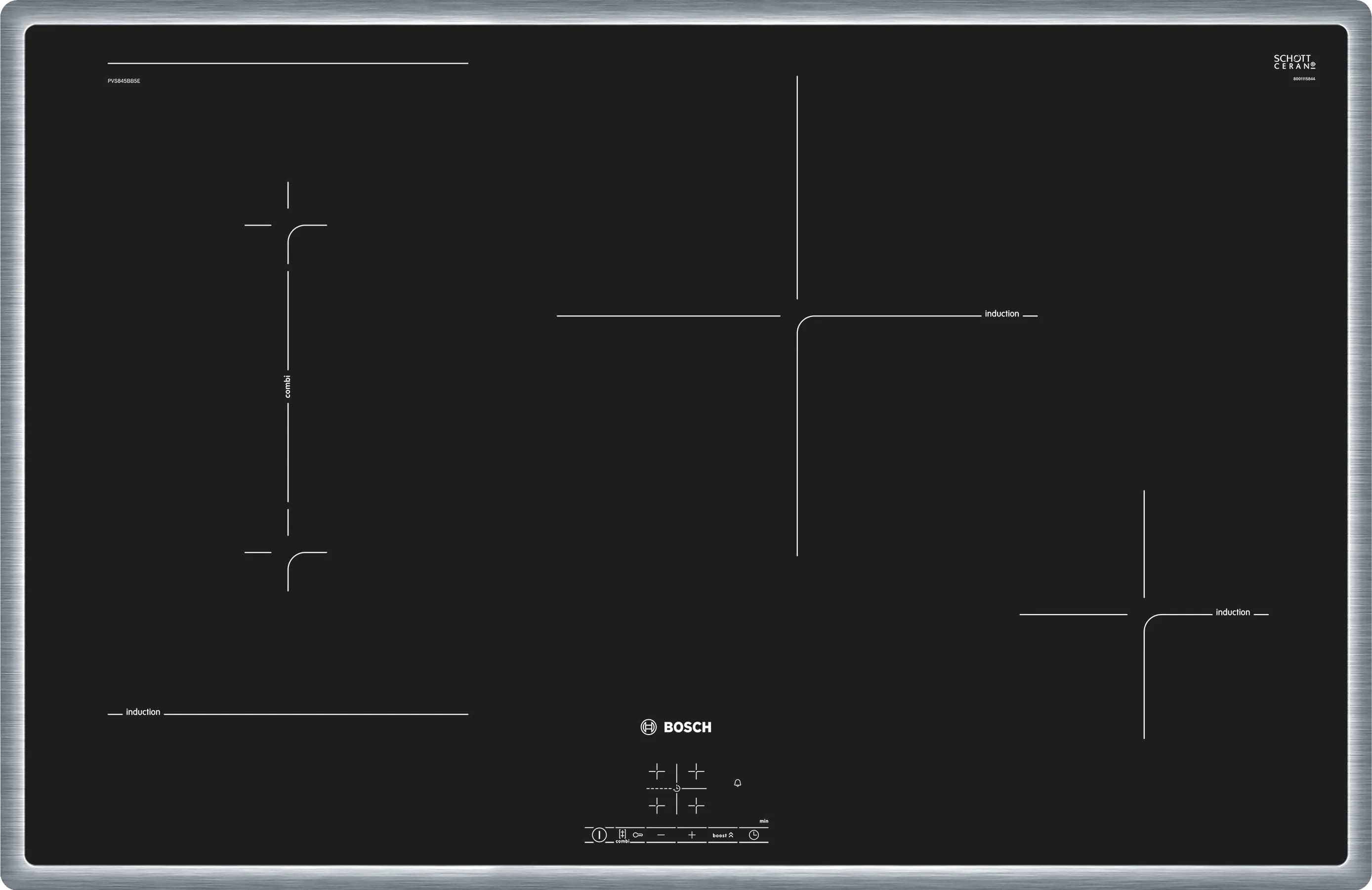 PVS845BB5E 80 cm Induktions-Kochfeld Glaskeramik