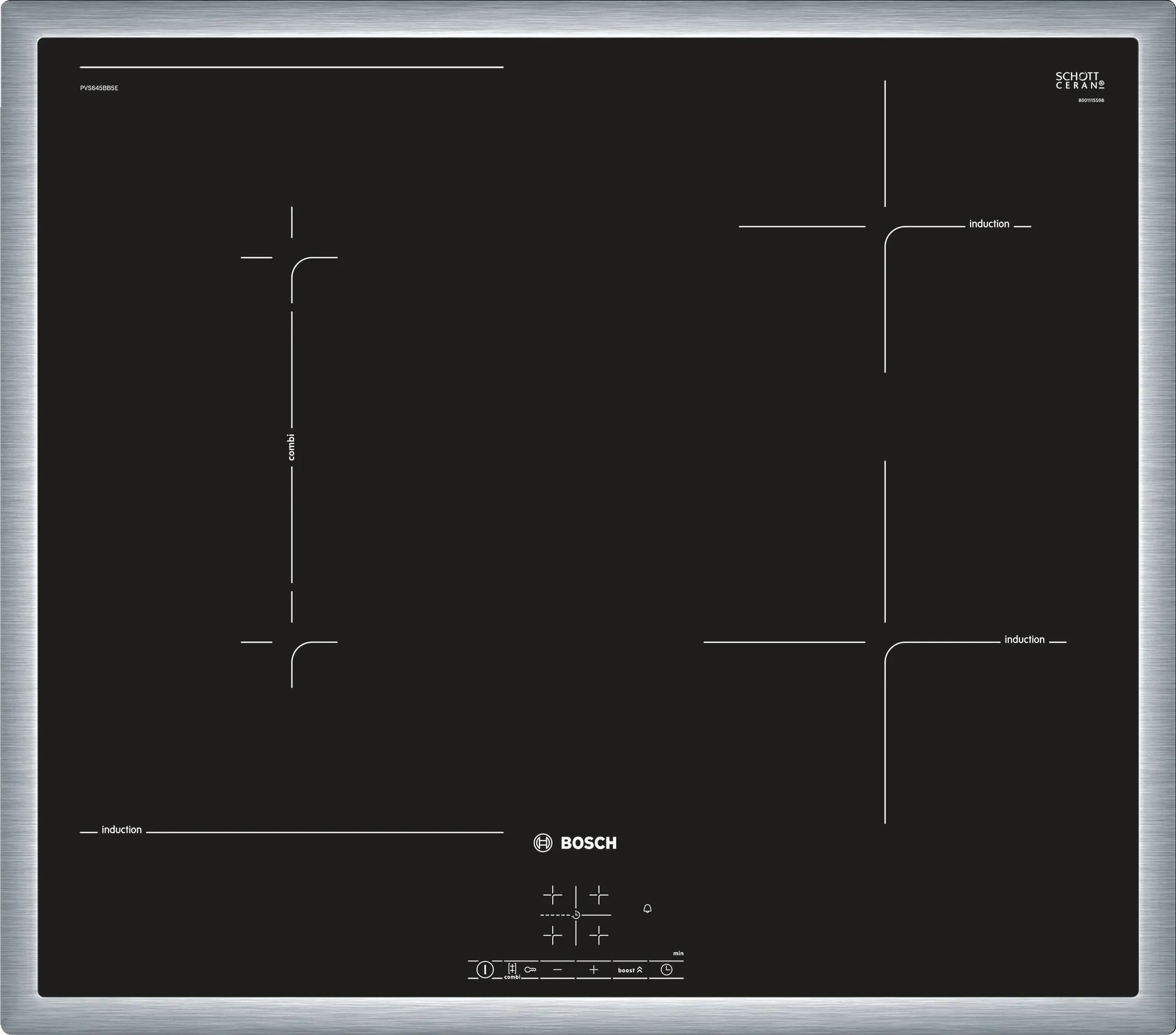 PVS645BB5E 60 cm Induktions-Kochfeld Glaskeramik